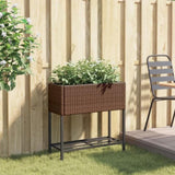 ZNTS Garden Planter with Shelf Brown Poly Rattan 366388