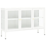 Sideboard White 105x35x70 cm Steel and Glass 336068