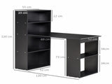 120cm Computer Desk, Wooden PC Laptop Table with 6-Tier Storage Bookshelves, Home Office Working T3398P344792