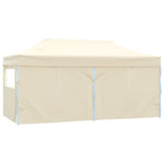 ZNTS Professional Folding Party Tent with 4 Sidewalls 3x6 m Steel Cream 48866