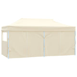 ZNTS Professional Folding Party Tent with 4 Sidewalls 3x6 m Steel Cream 48866