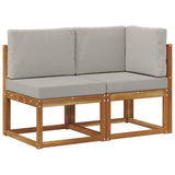 Outdoor Middle and Corner Sofa 2 Piece Natural and Light Grey 900470