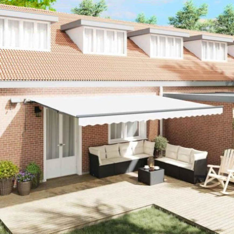 Retractable Awning Manual White 500 x 300 cm Fabric 3331356