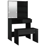 Dressing Table Set with LED Black Engineered Wood 3114108