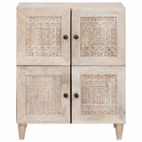 Sideboard Bleached White 60 x 33 x 75 cm Solid Mango Wood 4018142