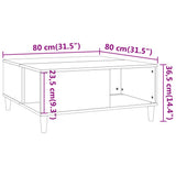 Coffee Table Grey Sonoma 80x80x36.5 cm Engineered Wood 821098