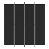 4-Panel Room Divider Black 200x220 cm Fabric 350201