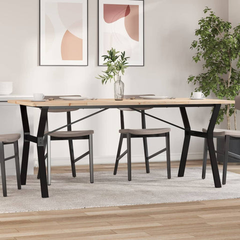 ZNTS Dining Table Y-Frame 180x90x75.5 cm Solid Wood Pine and Steel 3282788