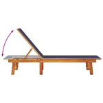 ZNTS Sun Lounger Blue Solid Wood Acacia and Textilene 4008414