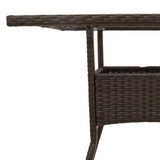 Garden Table with Glass Top Brown 80x80x75 cm Poly Rattan 365524