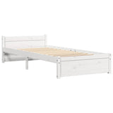 Bed Frame without Mattress White Solid Wood 100x200 cm 815035