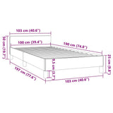 Bed Frame without Mattress Dark Grey Twin Velvet 347598