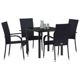 Garden Dining Set 5 pcs Black Powder-Coated Steel 3379402