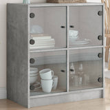 Side Cabinet with Glass Doors Concrete Grey 68x37x75.5 cm 836381