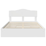 Storage Bed with Headboard White 140 x 190 cm Engineered Wood 3413096