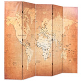 Folding Room Divider 200x170 cm World Map Yellow 245879
