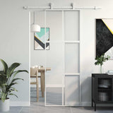 Sliding Door White 76x205 cm Tempered Glass and Aluminium 155216
