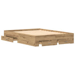 Bed Frame with Drawers Artisan oak 140 x 200 cm Engineered wood 3333967
