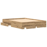 Bed Frame with Drawer Artisan Oak 140 x 200 cm Engineered Wood 3333967