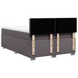 Box Spring Bed with Mattress Grey 140x190 cm Faux Leather 3286122