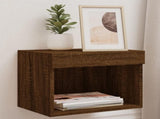 Bedside Cabinets with LED Lights Wall-mounted 2 pcs Brown Oak 837126