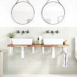 Basin Shelf Wall Mounted Steel and Solid Wood Acacia 3302748