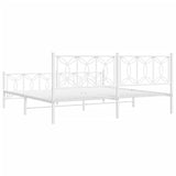 Metal Bed Frame without Mattress with Footboard White 193x203cm 376201