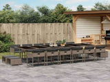 17 Piece Garden Dining Set with Cushions Grey Poly Rattan 3211364