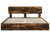 Storage Bed with Drawer Smoked Oak 140 x 190 cm Engineered Wood 3412280