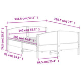 Bed Frame without Mattress White 140x190 cm Solid Wood Pine 3216180