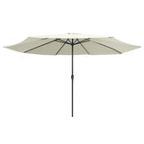 Garden Parasol Sand White Polyester, Metal Large 47378