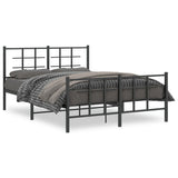 Bed Frame Black Powder-Coated Steel 140x190 cm Modern Bed Frame 355579