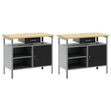 Work Bench Set 2 pcs Black 200 x 55 x 85 cm Steel 3321388