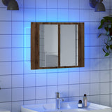 LED Mirror Cabinet Old Wood 60x12x45 cm Engineered Wood 856282