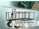 Large 4 Wheel Heavy Duty Garden Cart Truck Trolley Wheelbarrow with Handle and Metal Frame - Green T3398P317533