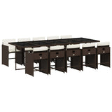 11 Piece Garden Dining Set with Cushions Brown Poly Rattan 3211113