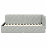 Corner Bed Frame with Headboard Light Grey 90 x 190 cm Velvet 42016523