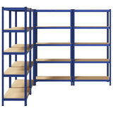 5-Layer Storage Shelves 4 pcs Blue Steel&Engineered Wood 3307607