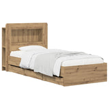 Bed Frame with Storage and Headboard Artisan Oak 90 x 200 cm 3445815