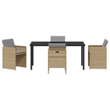 Garden Dining Set with Cushion Folding 5 pcs Beige Poly rattan 3379966