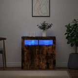 Sideboard with LED Lights Smoked Oak 80x35x75 cm 815729