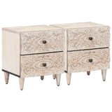 Bedside Cabinet 2 pcs White 40 x 33.5 x 46 cm Solid Mango Wood 4018367