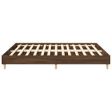 Bed Frame Brown Oak Engineered Wood, Solid Eucalyptus Wood Double 3328705