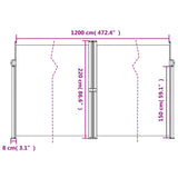 ZNTS Retractable Side Awning Taupe 220x1200 cm 4004874