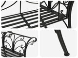 Garden Bench 2-Seater 130 x 47 x 90 cm Steel Black 42029542