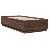 Bed Frame with LED without Mattress Brown Oak 90x200 cm 3209638