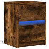 Bedside Cabinet with LED Lights Smoked Oak Engineered Wood 852041