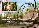 Hanging Egg Chair Outdoor Indoor Garden Swing Chair with Folding Basket, Thickened Cushion, Garden T3398P327931