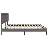 Bed Frame with LED Strip Lights Grey 180 x 200 cm Faux Leather 42028040
