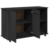 Rolling Cabinet Black 100 x 39 x 65.5 cm Solid Pine Wood 42028387